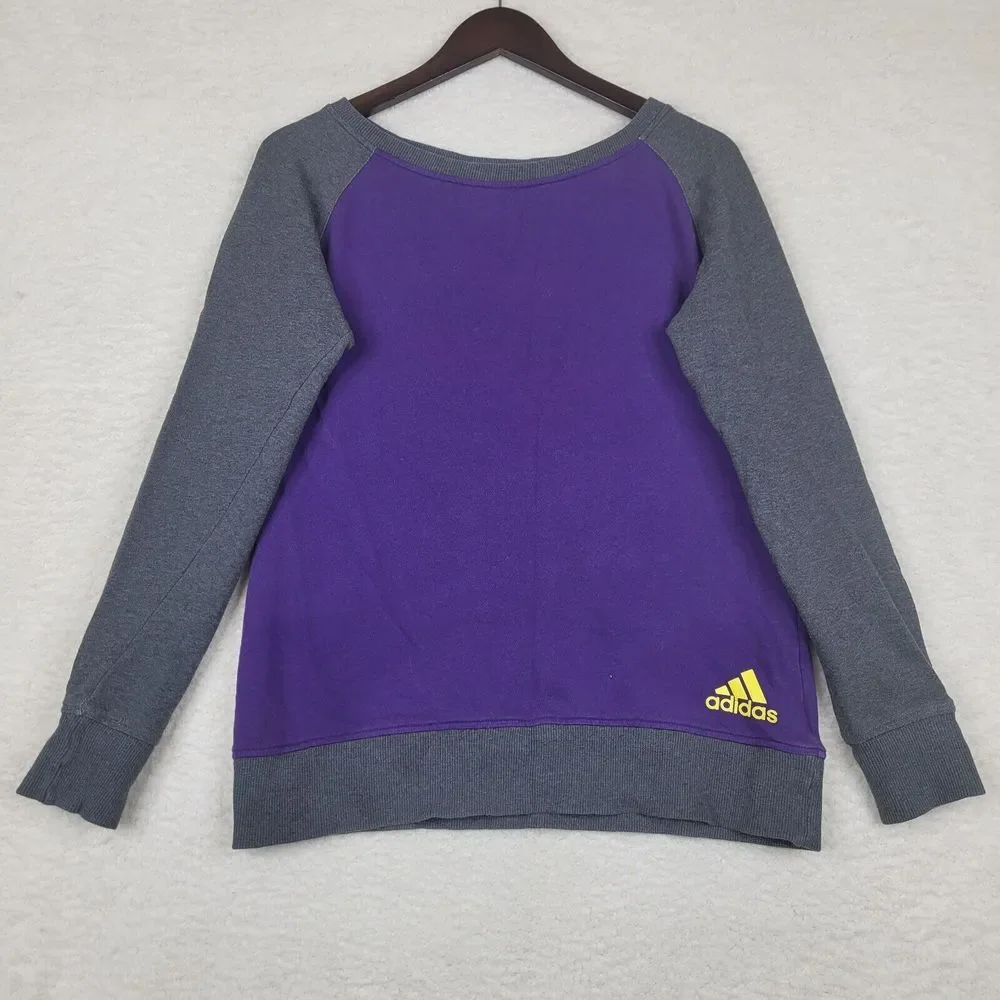 Adidas Sweatshirt Womens XS Purple Gray Long Sleeve Stretch Pullover - Picture 1 of 10